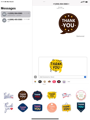 Thank you card Stickers iPad screenshot