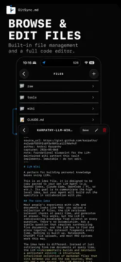 Capture d'écran de GitSync.md sur iPhone 3