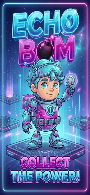 ECHO BOM! - Neon Grid Puzzle screenshot 1