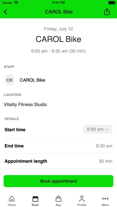Vitality Fitness Studio Screenshot