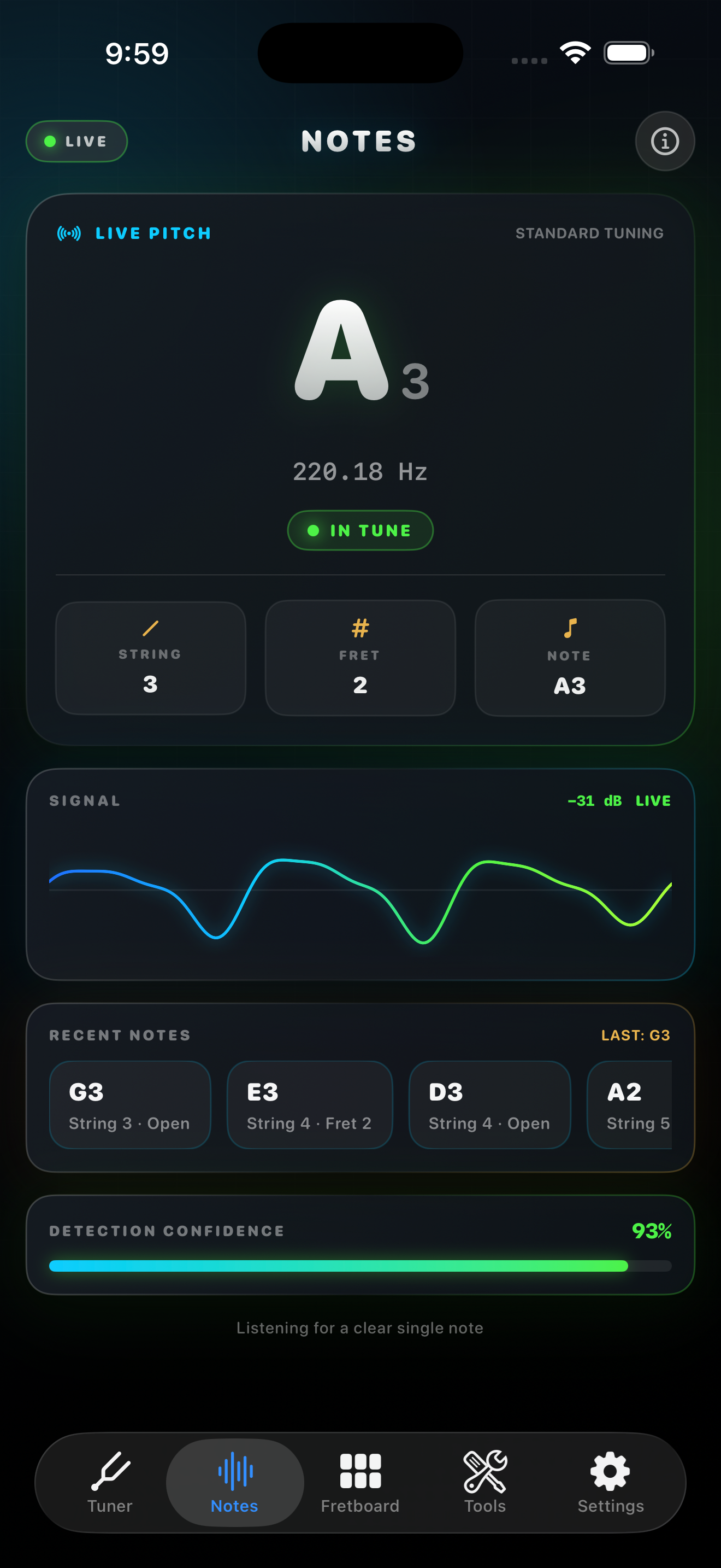 FretSee: Guitar Tuner & Notes screenshot 2