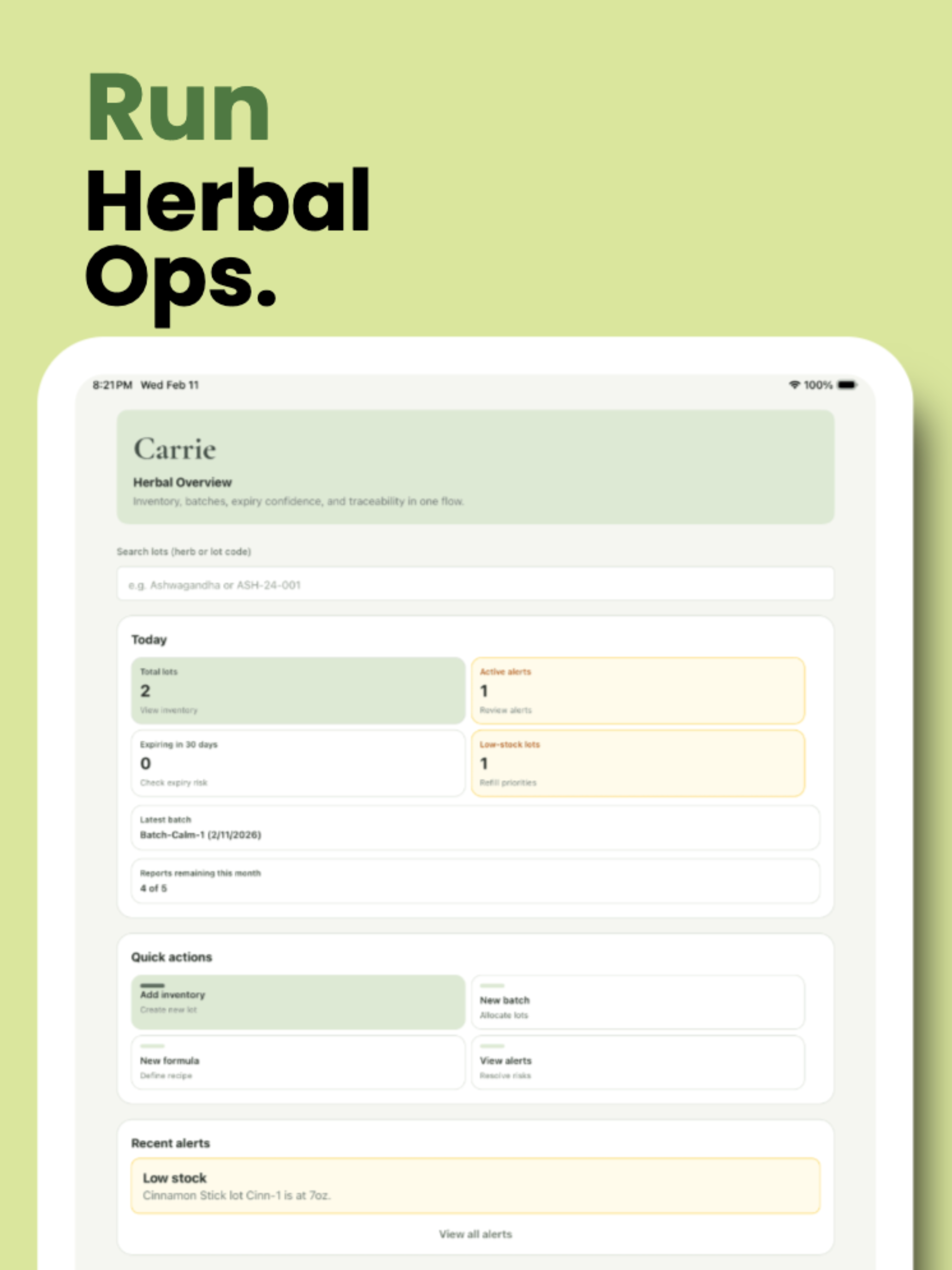 Carrie: Apothecary Ops