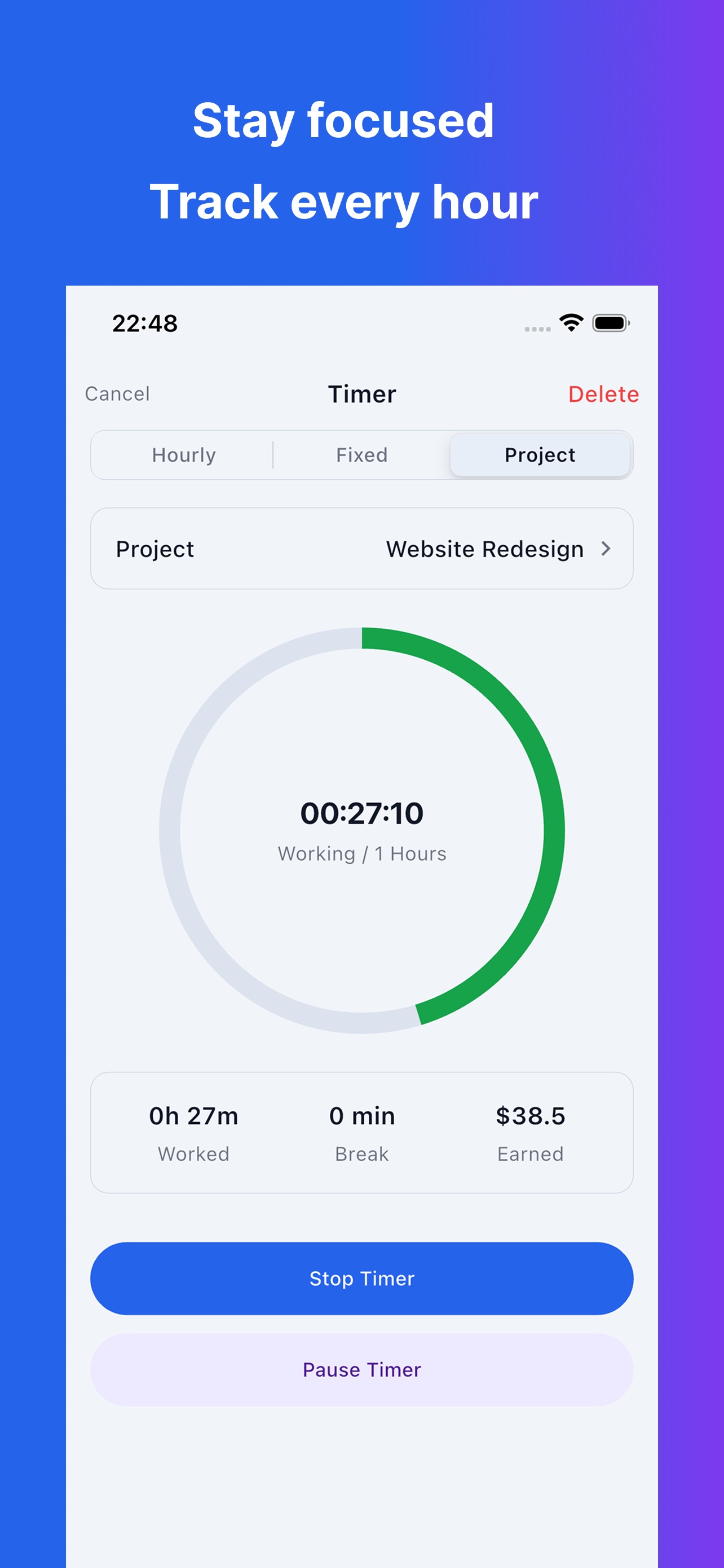 Screenshot 2 of Time Ledger – Hours Tracker