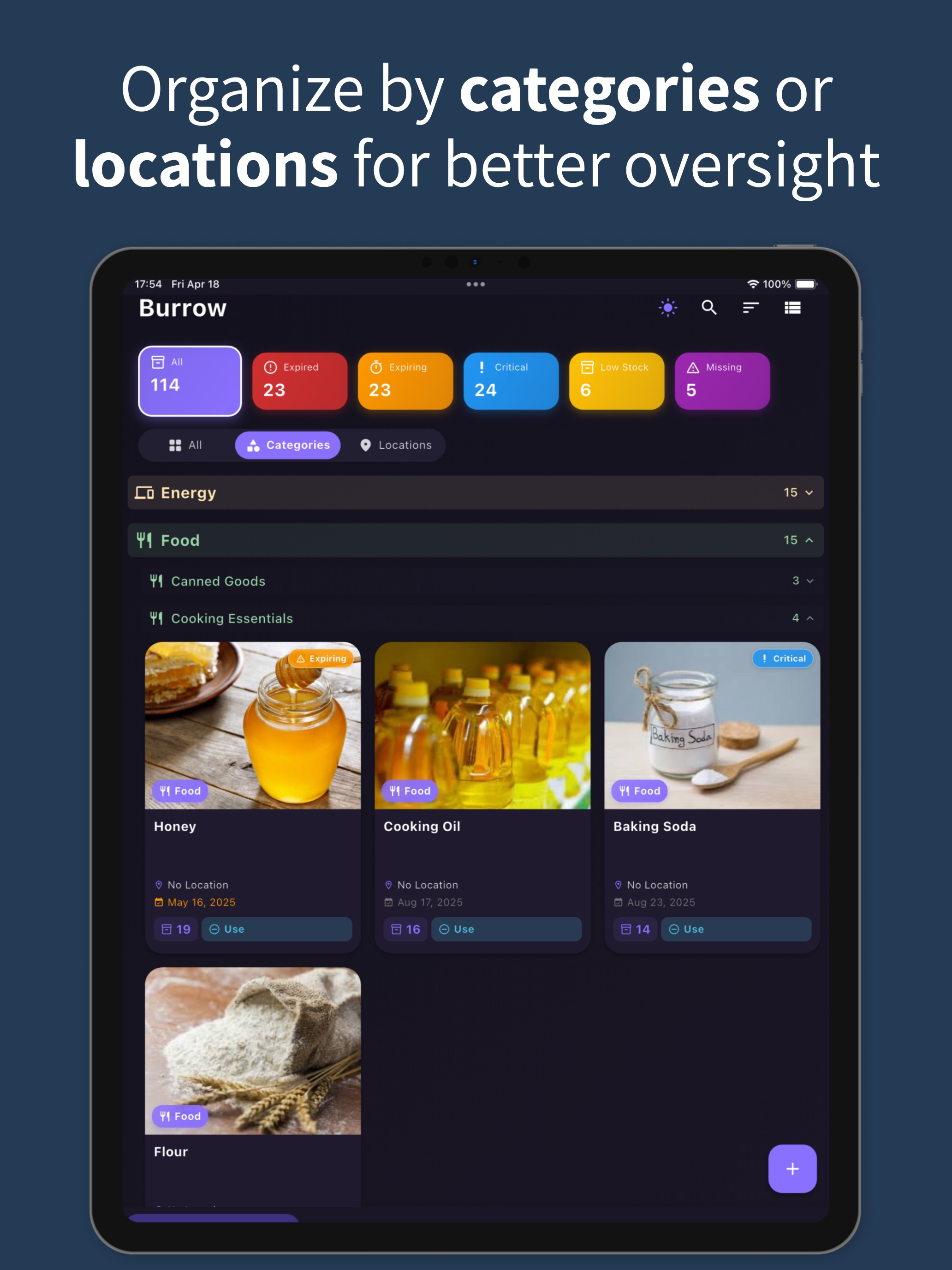Burrow - Supply Tracker