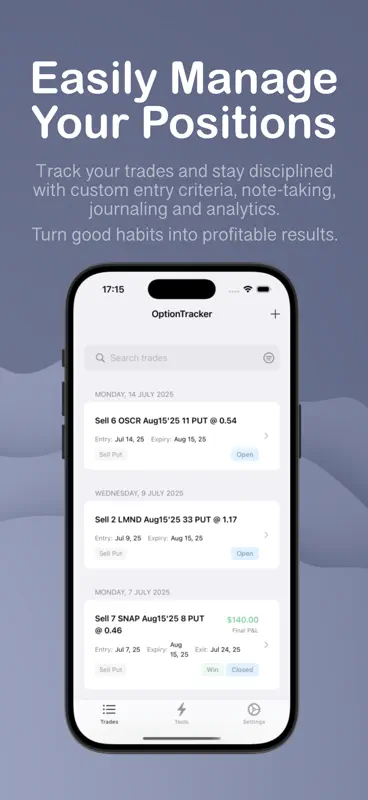 Options Tracker: Trade Journal screenshot 1 of 5