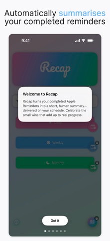 Recap: Reminders Summaries screenshot