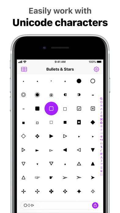 UniChar — Unicode Keyboard Screenshot