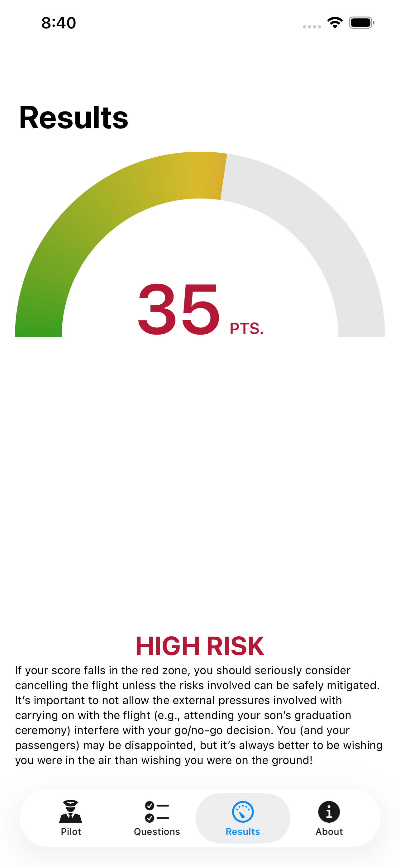 Flight Assessment of Risk Tool