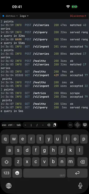 dotMux easy SSH with tmux iPhone screenshot 4