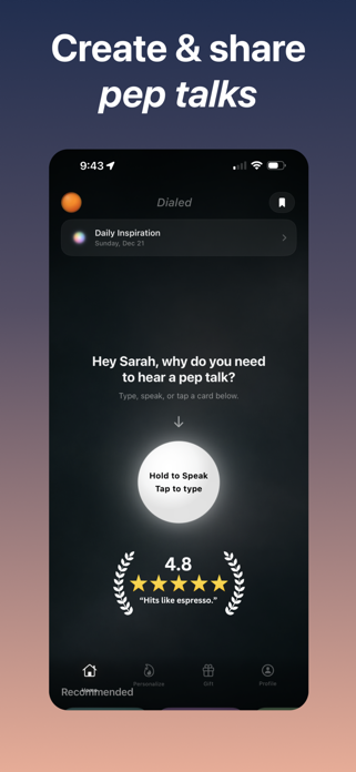 Dialed: Personalized Pep Talks Screenshot 1 of 6