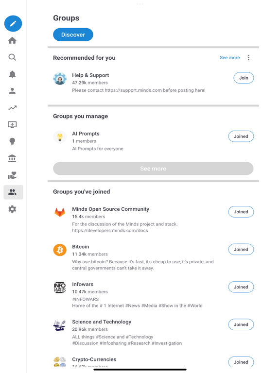 Minds.com iPad screenshot 6 - Social Networking app