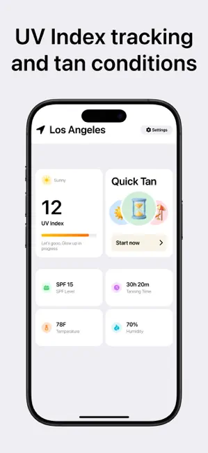 Sunglow: Tan, SPF, UV Index iPhone screenshot 1