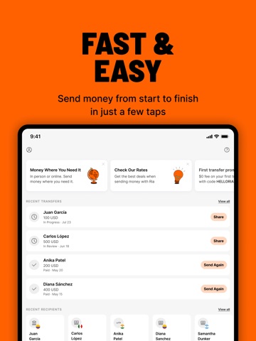 Ria Money Transfer iPad screenshot 2