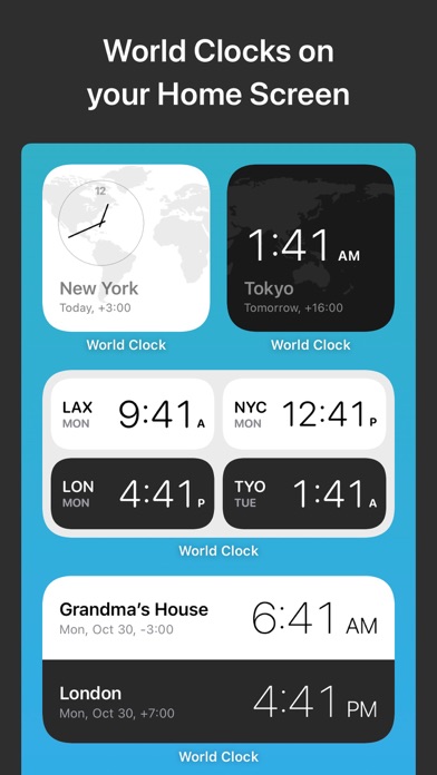 World Clock Time Zone Widgets Screenshot