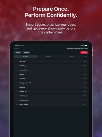 Audio Cues - Live Show Player iPad screenshot