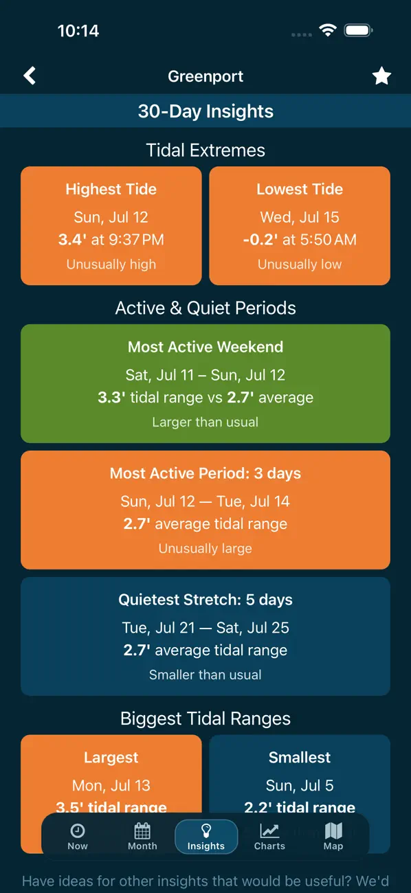 Tides Near Me iOS app screenshot showing feature 6