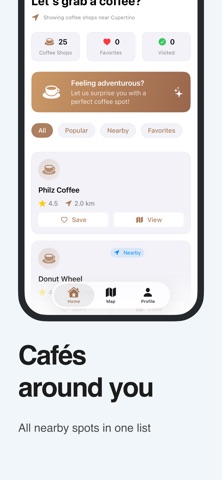 Coffee Hunter: Nearby Cafes iPhone screenshot