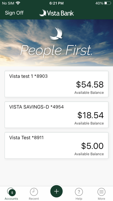 Vista Bank Treasury eServices Screenshot