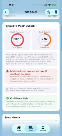 FRED – Carrier Safety Scores iPhone screenshot