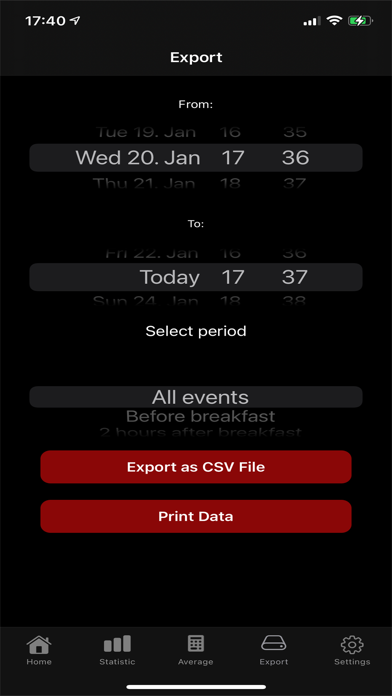 Blood sugar diary App Screenshot
