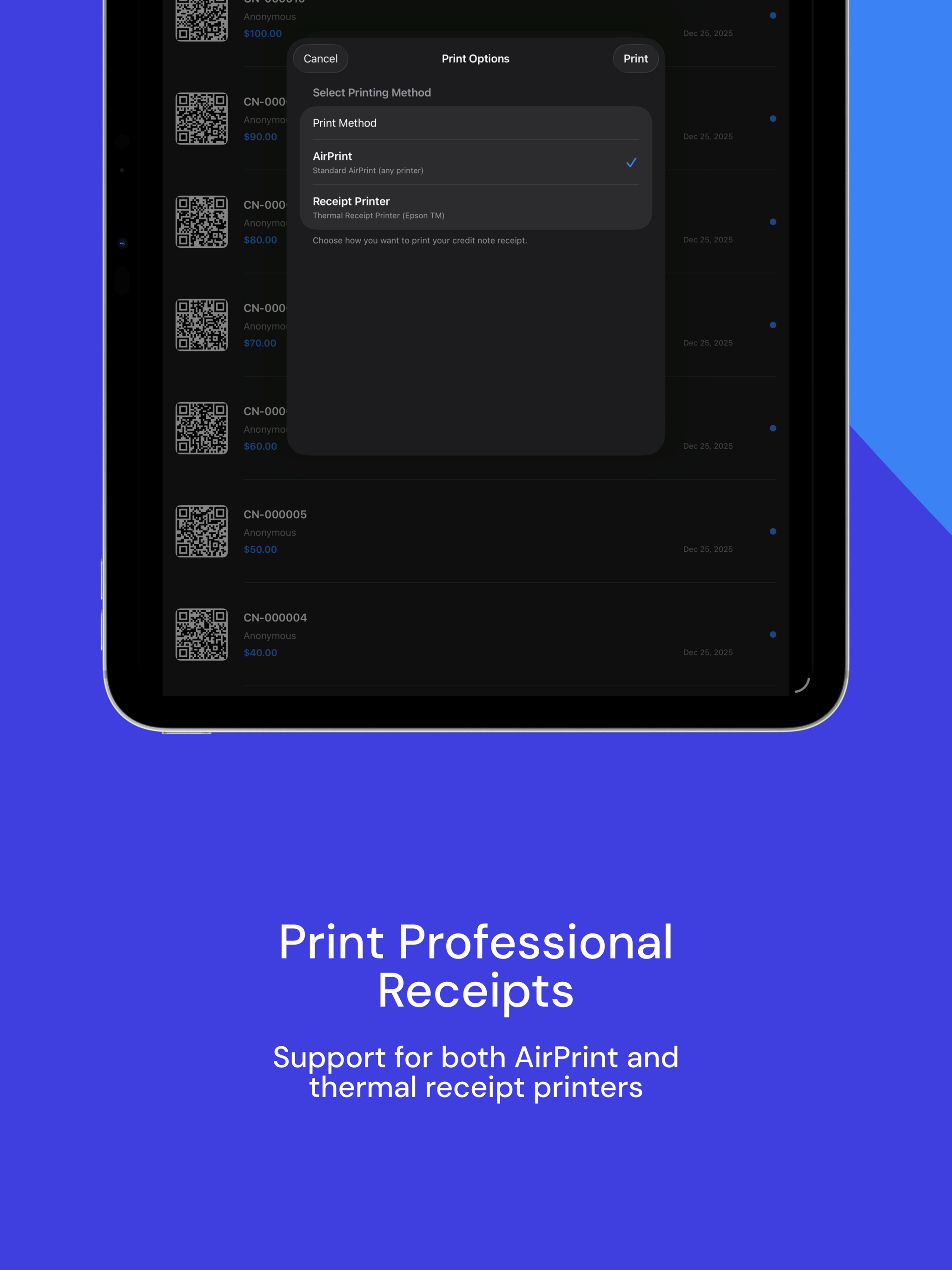 QR Credit Note