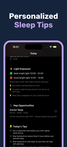 Shift Worker Sleep Management iPhone screenshot