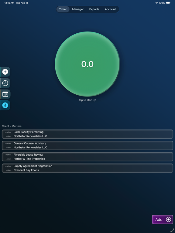 Tenths - Billable Time Tracker iPad screenshot