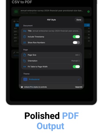 CSV to PDF Converter Pro iPad screenshot