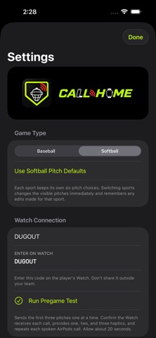 Call Home: Pitch Calling iPhone screenshot