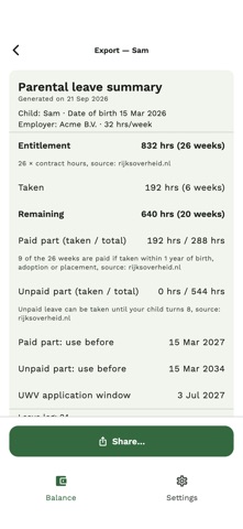 Verlofsaldo: Parental Leave screenshot 7