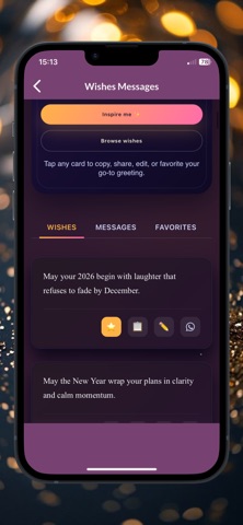 Happy new year 2026 greetings iPhone screenshot