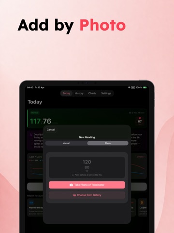 Blood Pressure Log: CardioSnap iPad screenshot