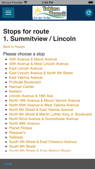 Yakima Transit Screenshot