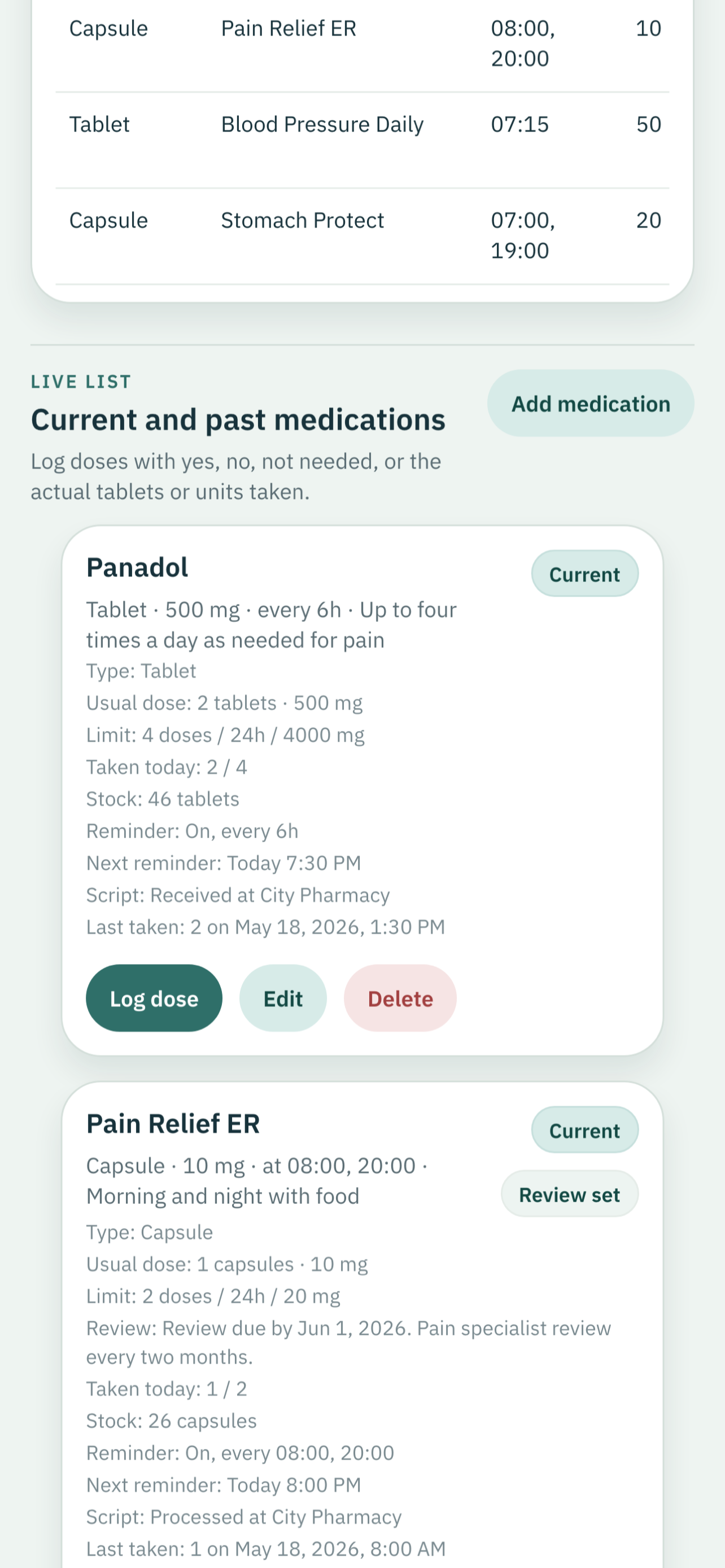 MEdical Info Card