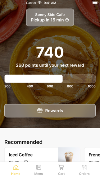 Sonny Side Cafe app screenshot