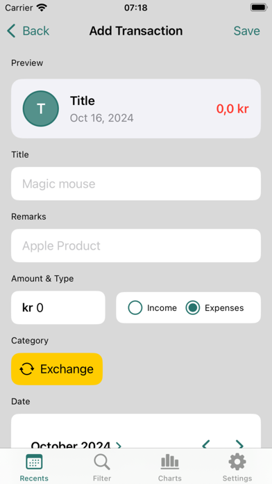 MoneyMinder Screenshot