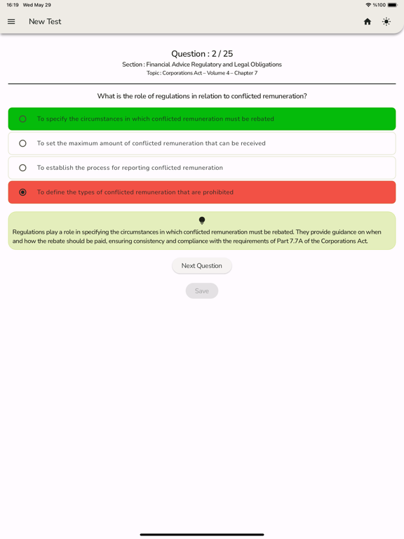 Financial Adviser Exam Test iPad screenshot