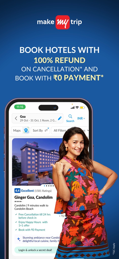 MakeMyTrip Flight, Hotel, Bus - Flexible Hotel Bookings