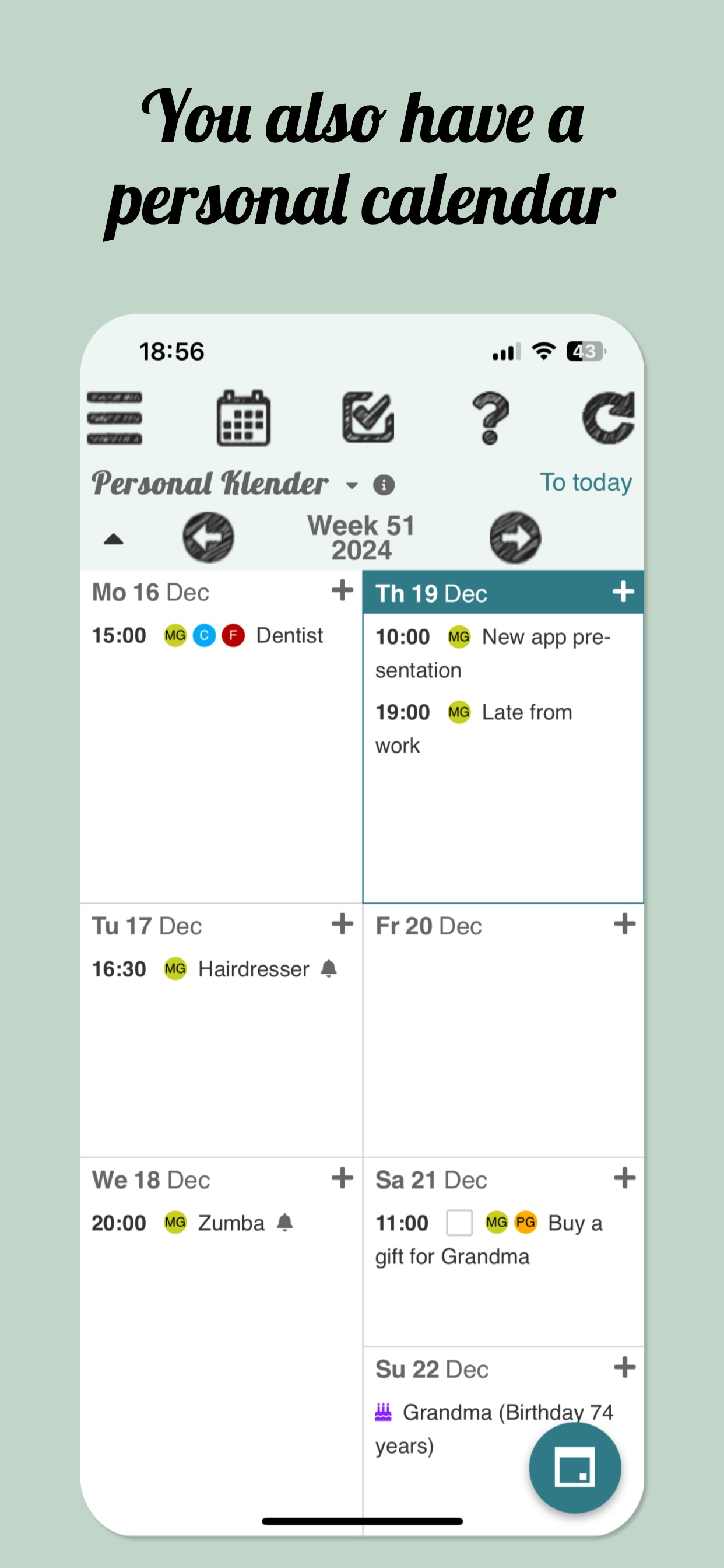 Klender, family calendar