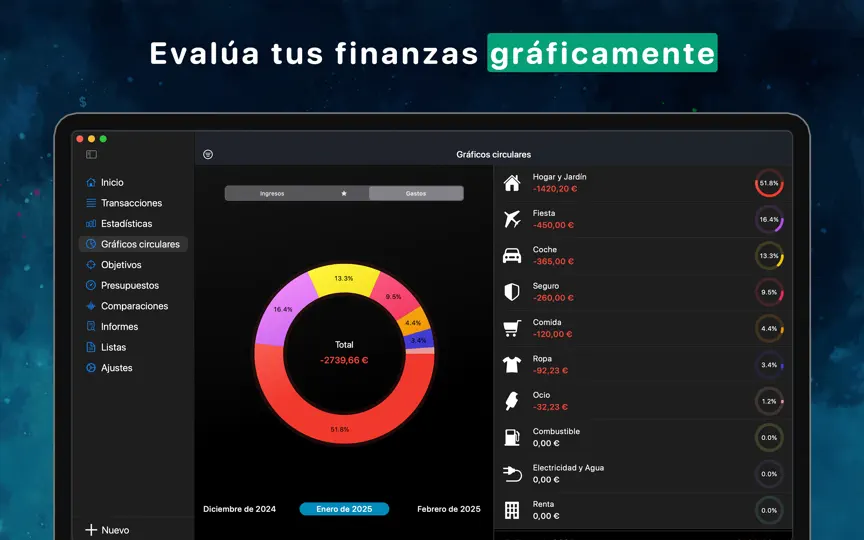 Captura de pantalla de Finanzas Personales MoneyStats en iPhone 2