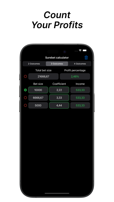 Surebet Profit Calculator Screenshot