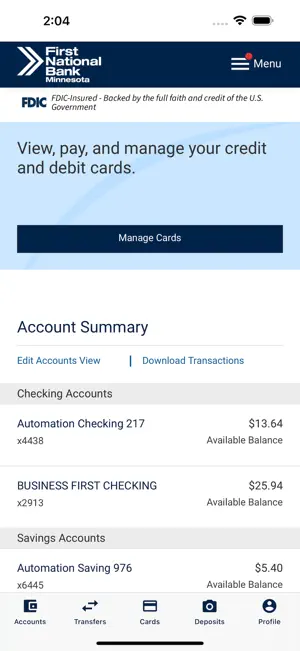 First National Bank MN Mobile screenshot 3