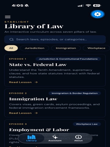 Starlight Library of Law. iPad screenshot