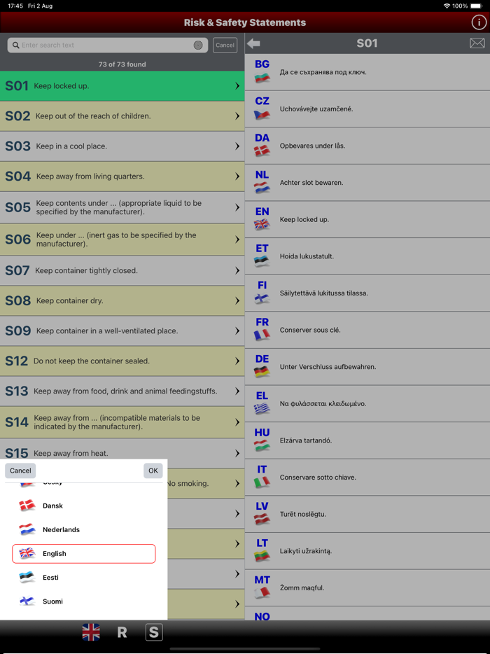 Risk  Safety Statements