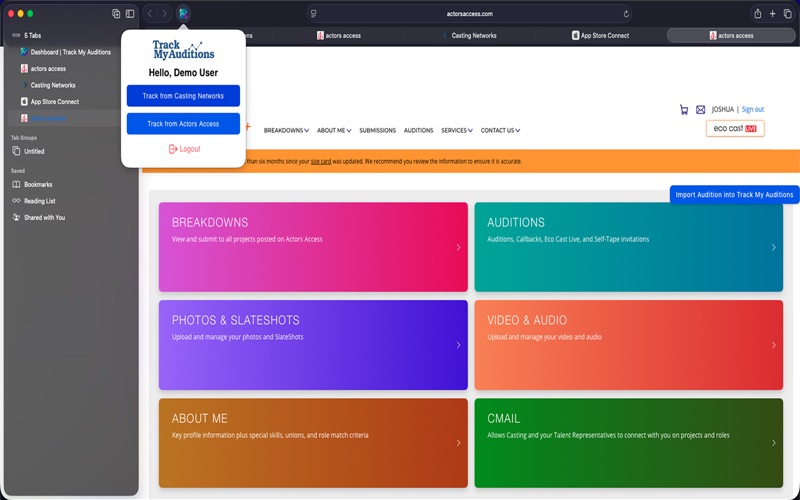 Track My Auditions screenshot