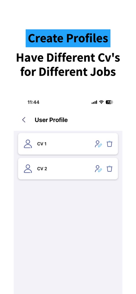ResuME Maker - CV Jobs Builder - L'app supporta la creazione di più profili CV, consentendo agli utenti di personalizzare e gestire facilmente diversi curriculum per varie opportunità di lavoro.