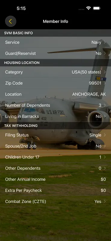 Military Pay Calc screenshot 3 of 5