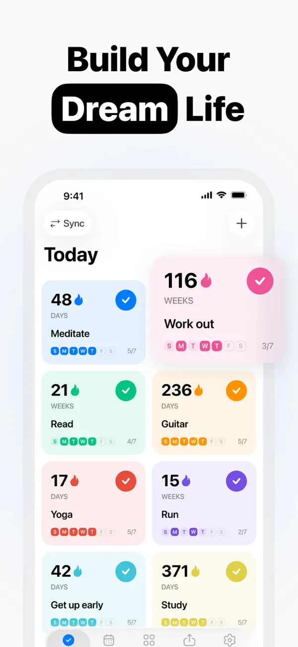 #1. Habit Tracker - Evoday (iOS) Oleh: Cosmic Taps SL