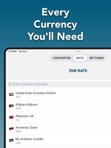 Currency Converter: Live Rates iPad screenshot