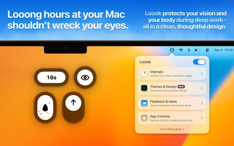 Loook - Care for Your Eyes! app screenshot